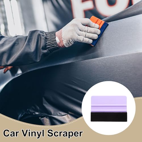 HARFINGTON 10pcs Car Vinyl Scraper 4inch Vinyl Squeegee Felt Edge Squeegee Tool for Car Window Tint Wallpaper Decal Sticker Installation Crafts Car Wrap Paste, Purple - color: Purple