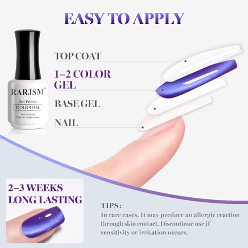 RARJSM Grape Purple Glassy Cat Eye Gel Nail Polish with Magnet Stick - color: Grape Purple