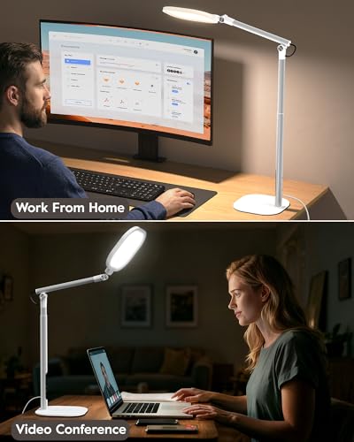 LitONES Tall LED Desk Lamps Home Office, Edge-Lit Eye-Care, 50 Light Modes - size: White 1Pack