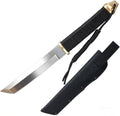 Leopcito 11.5" Japanese Fixed Blade Tactical Knives with Sheath, Silver - color: Sliver