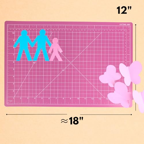 ARTIST'S BEST 12" x 18" Pink Cutting Mat | Self-Healing Surface | Inch & Millimeter Grid Lines | 60° & 45° Angles | Rotary Cutting Sewing Mat for Craft, Fabric, Scrapbooking