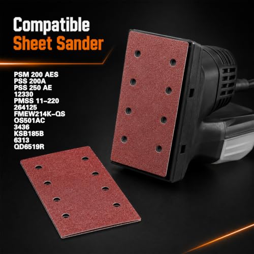 80 PCS 1/3 Sandpaper Sheets 100 Grit 8 Hole - color: GRIT 100