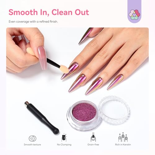 SAVILAND Mirror & Cat Eye Chrome Powder with Nail Magnet, Garnet - color: 13-Garnet Cat Eye Chrome Powder