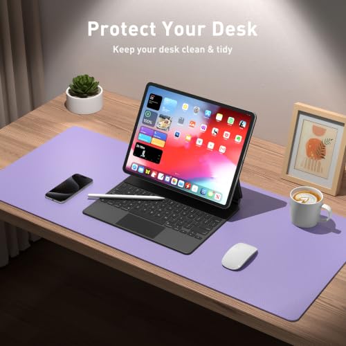 Aothia Faux Leather Desk Mat (Light Purple, 23.6" x 13.7") - color: Light Purple, size: 23.6" x 13.7"