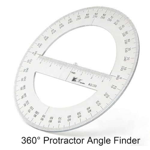 SEIWEI 360 Degree Protractor, 9.8 Inch Math Circle Ruler, Clear Plastic Angle Measurement Tool with Accurate Scale, Large Round Protractor for Geometry, Engineering, Drafting, School & Office - size: 9.8 Inch / 25 cm