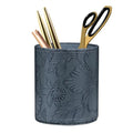 Round Leather Pen Holder for Desk, Desktop Organizer,(Navy Blue) - color: Navy Blue