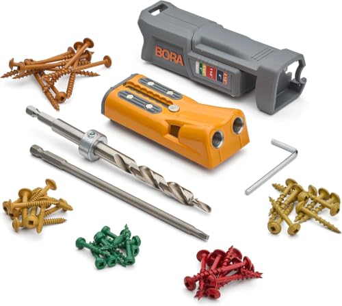 BORA Pro Compact Metal Pocket Hole Jig Kit with 50 Screws, Auto Calibrating - size: Jig w/ 50pc Screw Set