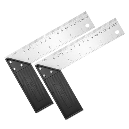 HARFINGTON 2Pcs Woodworking Square Ruler 6" Stainless Steel Try Square - size: 6"