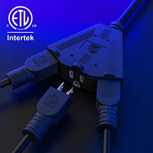 Outdoor Extension Cord 25FT with 3 Outlets, 3 Prong Power Grounded, 14AWG - size: 25FT, style: 14AWG (14 Gauge)