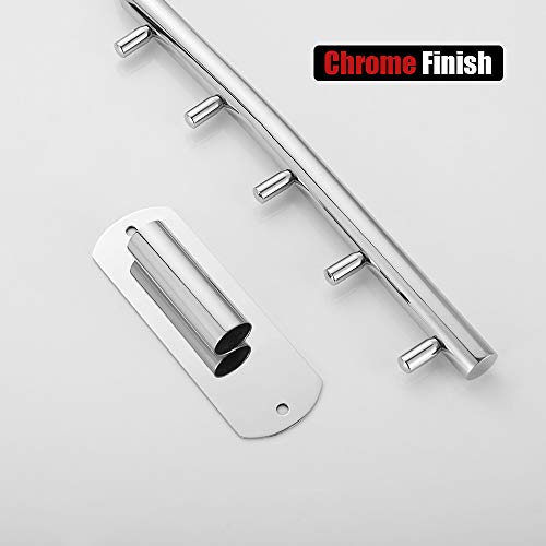 JQK Folding Clothes Hanger Rack, Stainless Steel Swing Arm Hook Holder, Clothing Hanging System Drying Closet Storage Organizer Chrome Wall Mount, SHR100-CH - color: Chrome