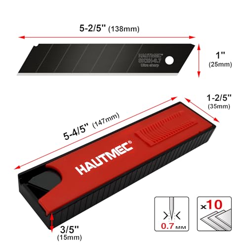 HAUTMEC 40PCS 25mm SK2H Ultra Sharp Snap Off Blades, 4 Pack Professional Retractable Black Replacement Blades, SK2H Material Heavy Duty Blades, for Industrial or Construction Applications HT0082-40PC - style: Universal 40pc