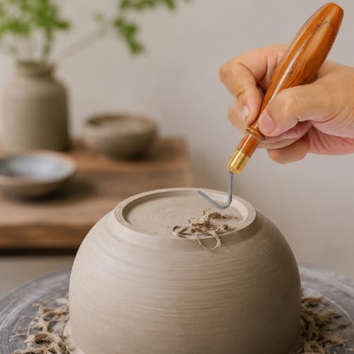 Lxnavihly Pottery Trimming Tool, Pottery Carving Tools, Clay Sculpting Tool - color: L Shape-Walnut