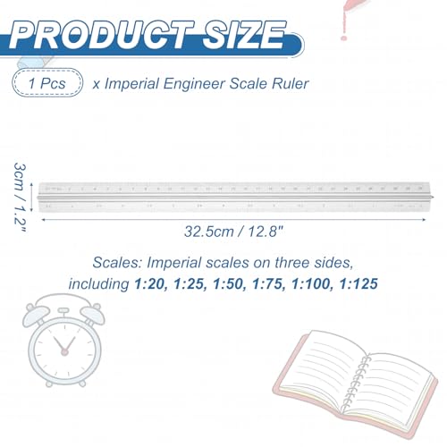 YOKIVE Metric Engineer Scale Ruler, (13 Inch, Silver) - color: Silver