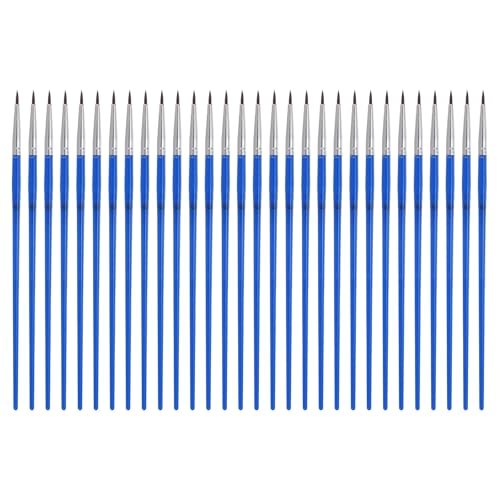 MECCANIXITY 30Pcs Fine Pointed Miniature Paint Brushes(Blue #0) - color: Blue, size: #0
