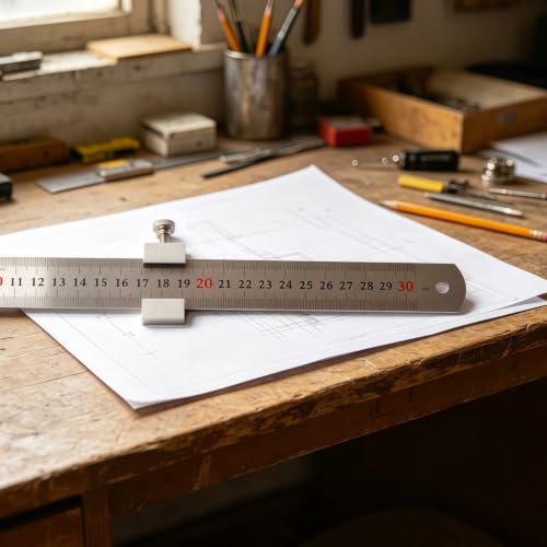 1 PCS Blue Aluminum Alloy Carpenter's Ruler Stoppers - Steel Ruler - color: Blue, size: 30cm