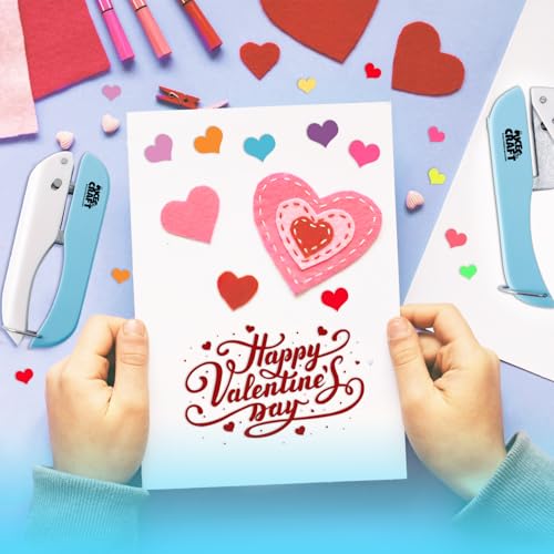 UCEC 3 Paper Craft Hole Punch Shapes, Heart Star Circle Single Hole Puncher - style: star + heart + circle
