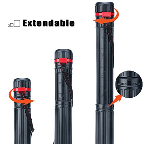 TRANSON Small Poster Tube Storage 17“ to 27” Extendable for Documents Blueprints Artworks Scrolls - color: 1 Pack-Red