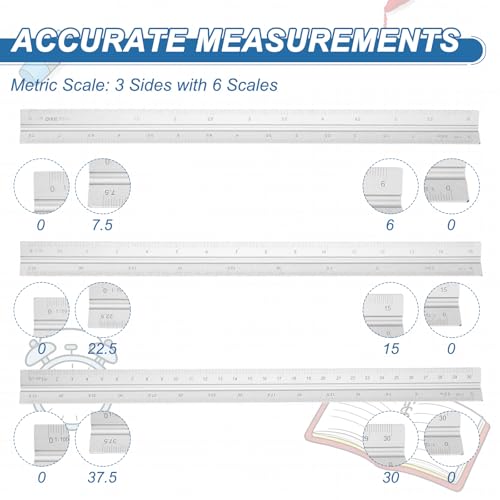 YOKIVE Metric Engineer Scale Ruler, (13 Inch, Silver) - color: Silver