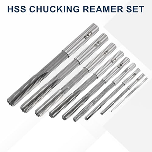 9pcs HSS Chucking Reamer Set, 2-10mm Straight Flute Lathe Reamer, H8 Tolerance Milling Finishing Tool