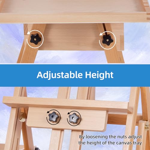 Falling in Art Large Horizontal Wooden Painting Easel, Holds up to 50'' - style: Natural