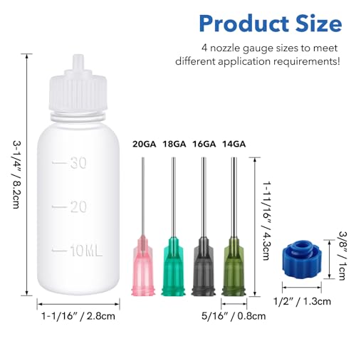 12PCS 30ml Plastic Squeezable Dropper Bottles with Blunt Needle Tips for Glue, Paint, Craft and Oil Applications - color: 12PCS