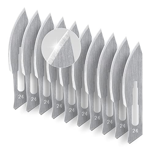 KeyUnity KA14 10pcs #24 Knife Blades Replacement Utility Knife Blade for Arts & Crafts, Plant Cutting, Clay Modeling, Podiatry, Dermaplaning & More - color: #24