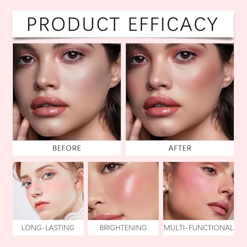 Liquid Blush for Cheeks, Blush Beauty Stick With Soft Cushion Applicator For Radiant, Flushed Cheeks, Infused With Squalane, Vegan & Cruelty-free,Plum