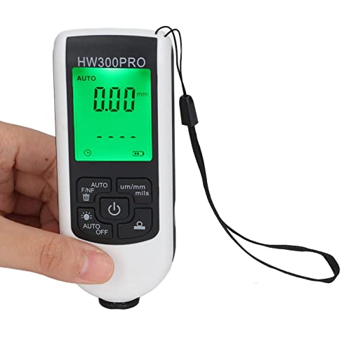 2024 Paint Thickness Gauge, Digital Coating Paint Depth with Portable Rope, Paint Thickness Meter Automatic Shutdown Function Paint Coating Meter for Outdoor (White) - color: White