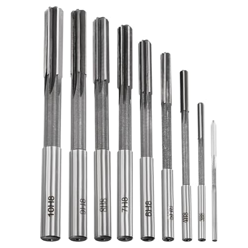 9pcs HSS Chucking Reamer Set, 2-10mm Straight Flute Lathe Reamer, H8 Tolerance Milling Finishing Tool