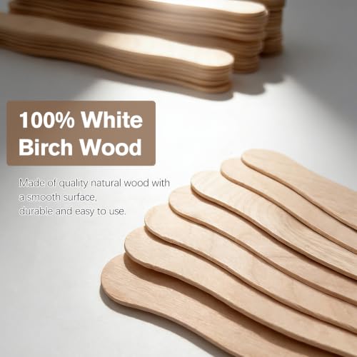 50 Pack 20cm Wavy Craft Sticks, Large Wooden Popsicle Sticks, Fan Handles for DIY Crafts, Wedding Programs and Paint Mixing