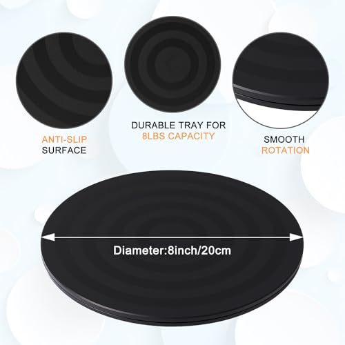 Lazy Susan Turntable Stand 8 Inch - Heavy Duty Non-Skid Swivel Base with Steel Ball Bearings | 360° Rotation for Plants, Monitors, TVs, Models, Crafts (8 INCH-2PC) - size: 8 INCH-2PC