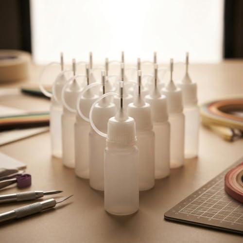 20pcs 10ml Needle Tip Glue Applicator Bottles for DIY Crafts, Small Portable Squeeze Bottles with Fine Tips, for Quilling, Adhesive Dispensing and Detailed Painting