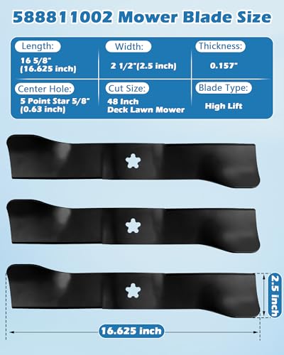 IWIWE 588811002 Mower Blades Fits Husqvarna 48 Inch Lawn Mower Deck