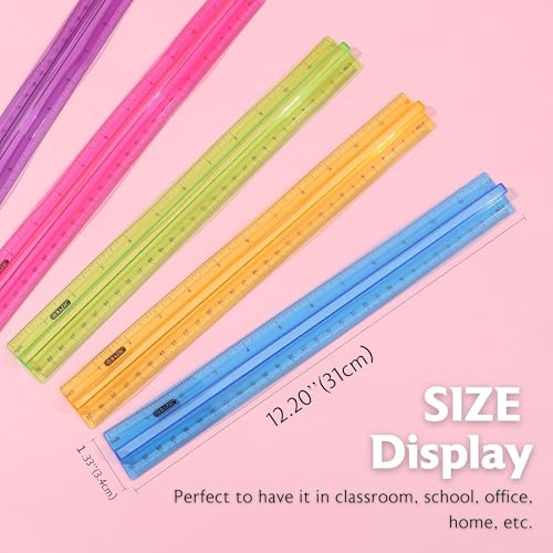 BAZIC Products 12 in Plastic Ruler with Handle Grip, Inch & Metric, 24-Box - size: 24-Pack
