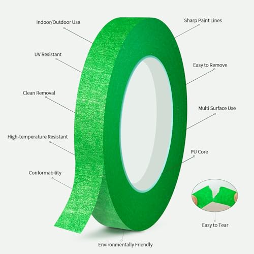 6 Rolls Pinstripe Masking Tape 1/16", 1/8", 1/4", 3/8",1/2", 3/4" - color: Light Green