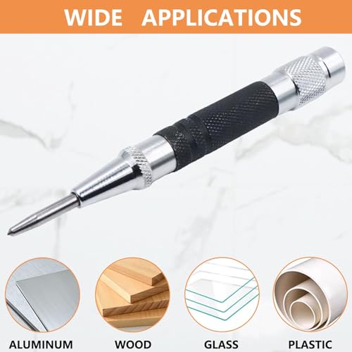 WHLLING 2-Piece Automatic Center Punch, 5 inch Spring Loaded Hole Punch - size: 5 Inch