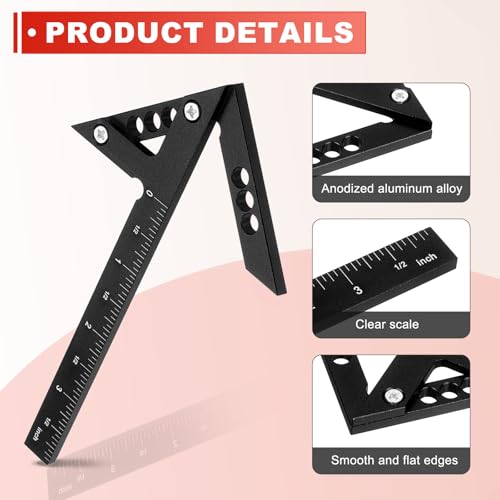 HARFINGTON Center Positioning Ruler Aluminum Alloy Center Finder Black - color: Black