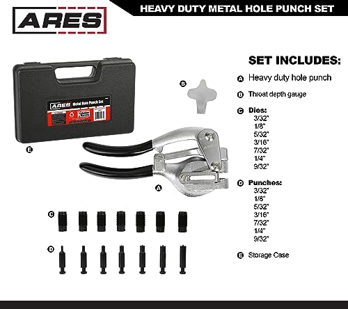 ARES 10005 Metal Hole Punch Set - 3/32 to 9/32-In, Punches & Dies - size: Metal Hole Punch Set