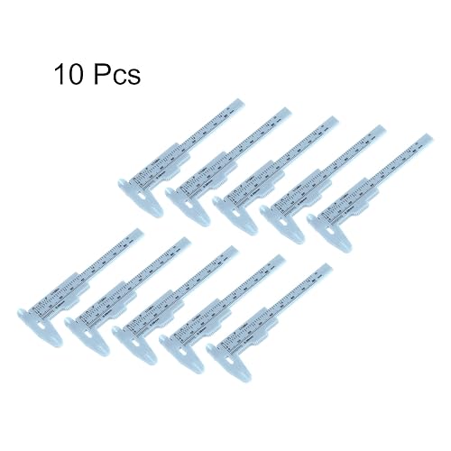 HARFINGTON 10pcs Mini Plastic Vernier Caliper 80mm/3 Inch Double Scale Metric Inch Sliding Gauge Measuring Tool Ruler for Inside Outside Depth Measuring, Blue - color: Light Blue, size: 0-80mm