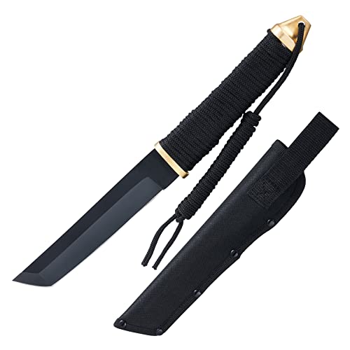 Leopcito 11.5" Japanese Fixed Blade Tactical Knives with Sheath - color: Black