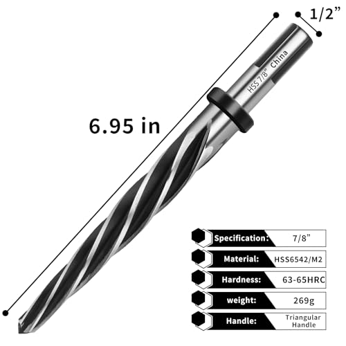 7/8" M2 HSS Bridge Construction Taper Reamer Drill Bit for Metal - size: 7/8”