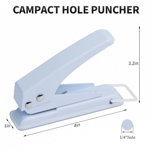 Hole Punch Heavy Duty, 1/4 in Single Hole Punch for Crafts, One Hole Paper Puncher & Perforadora de Papel, Easy and Smooth Punching for Classroom & Office Tasks, Crafts