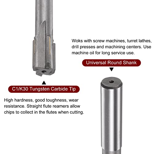 HARFINGTON Chucking Reamer 14.9mm H7 C1/K30 Carbide Tip Precision Straight Flutes Round Shank Lathe Machine Milling Cutter - size: 14.9mm