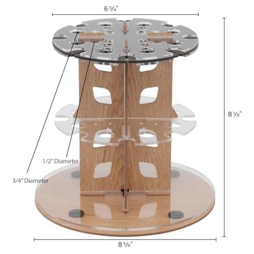 HG Art Concepts Mezzo Dual Artist Brush Holder and Drying Rack - Rotating Wood Grain Laminate Multi Layer Desk Stand - Professional Storage Display Organizer for Paintbrushes