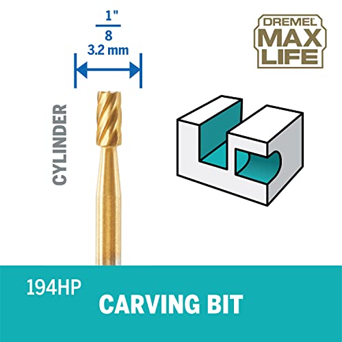Dremel Max Life 194HP 1/8" (3.2mm) High Performance Rotary Carving Bit, 2-Pack - size: 1/8 in