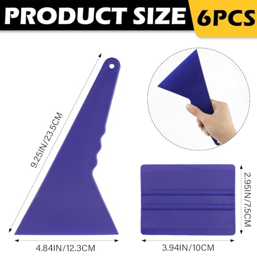 DOERDO 6Pcs Plastic Scraper Car Wrapping Tool Kits Squeegee Applicator Tool for Drywall Repair, Removing Decals