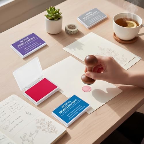 MotiMind 4 Pcs Multicolor Archival Pigment Waterproof Ink Pad for Stamp - color: Multicolor