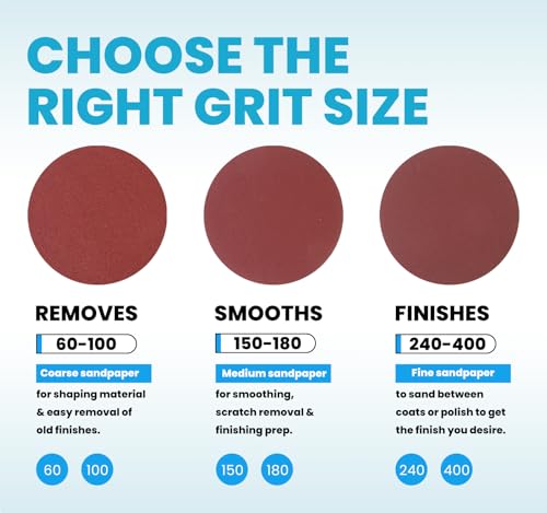 PSA Sanding Discs 8 Inch 30 PCS 60 100 150 180 240 400 Grit Aluminum Oxide Self Stick Adhesive Sanding Discs for Random Orbital Sander and Belt Disc Sander - style: 8 inch