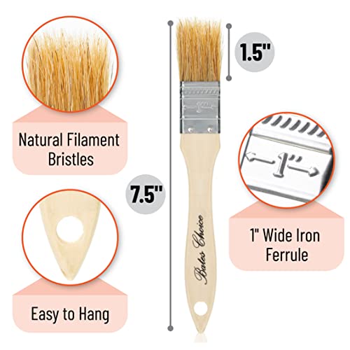 Bates- Chip Brushes, 1 Inch, 36 Pack, 1 Inch Paint Brushes with Ergonomic Wooden Handle, Natural Bristle - size: 1 Inch, 36 Pack
