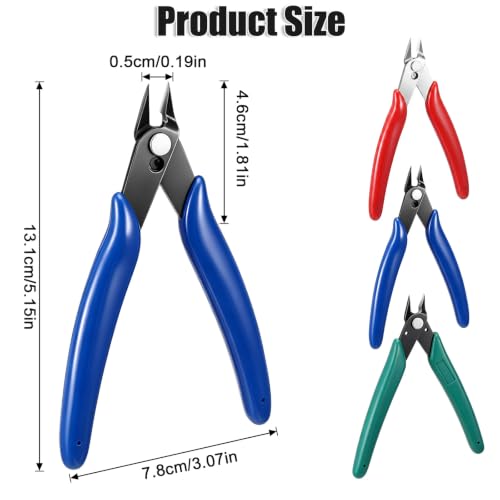 6 Pack Zip Tie Cutter, Flush Cutters for Precision Cutting, Small Wire Cutters for Electronics & Jewelry, Jewelry Wire Cutters for 3D Printing & Model Building, 5-Inch Carbon Steel Diagonal Nippers